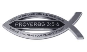 Christian Fish Chrome Car Emblem Proverbs 3:5-6