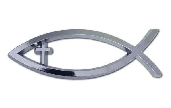 Christian Fish Cross Chrome Car Emblem