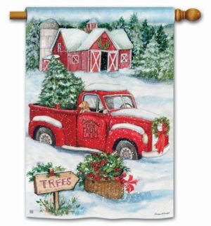 Christmas Tree Farm and Red Truck House Flag