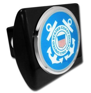 Coast Guard Seal Blue and White on Black Hitch Cover