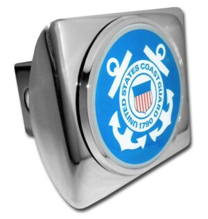 Coast Guard Seal Blue and White on Chrome Hitch Cover