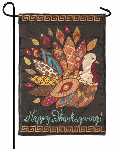 Colorful Thanksgiving Turkey Double Applique Garden Flag