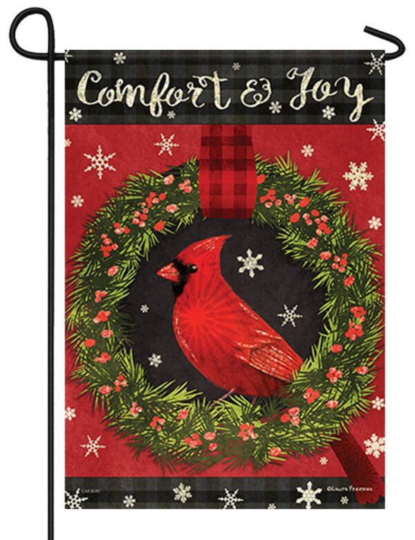 Comfort and Joy Cardinal Glitter Garden Flag
