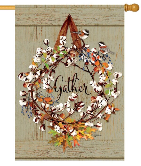 Cotton Wreath House Flag