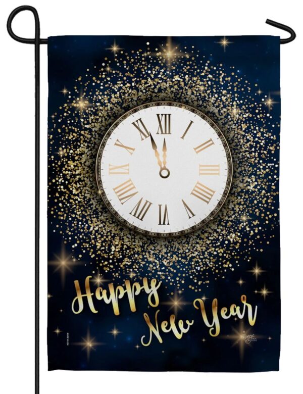 Countdown New Year Clock Sublimated Garden Flag