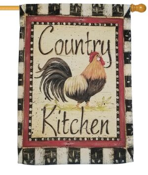Country Kitchen Rooster Sublimated House Flag