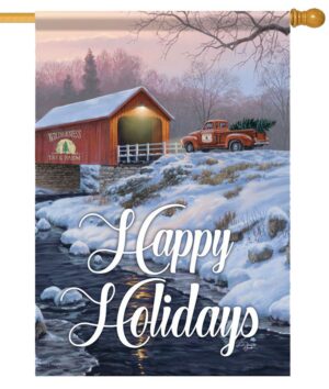 Covered Bridge Icy Creek House Flag