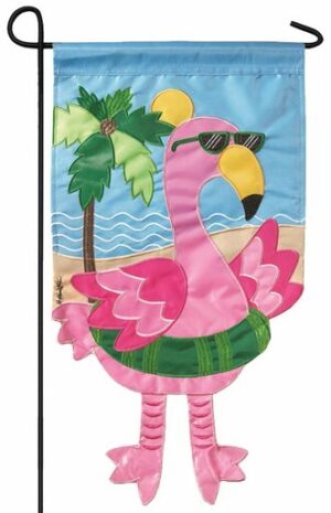 Crazy Legs Flamingo Double Applique Garden Flag