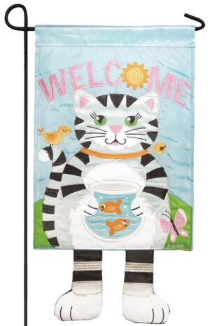 Crazy Legs Kitty Cat Double Applique Garden Flag