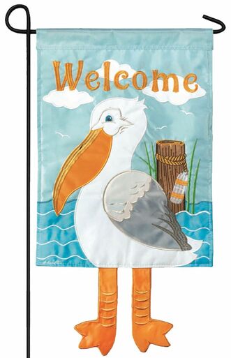 Crazy Legs Pelican Double Applique Garden Flag