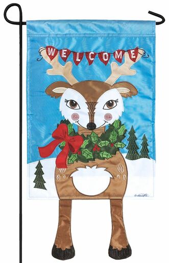 Crazy Legs Reindeer Double Applique Garden Flag