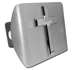 Cross Brushed Chrome Hitch Cover