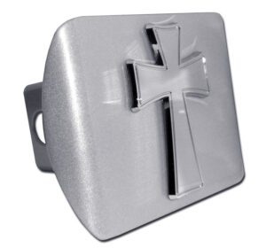 Cross Tapered Brushed Chrome Hitch Cover