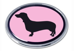 Dachshund Pink and Chrome Car Emblem