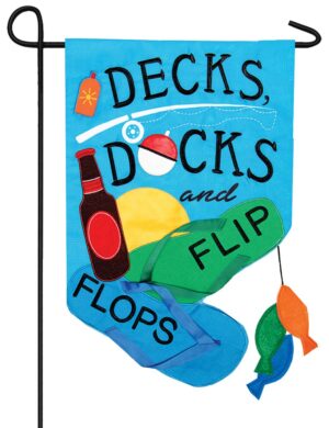 Decks Docks and Flipflops Double Applique Garden Flag