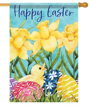 Easter Eggs and Daffodils House Flag