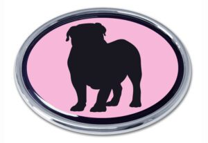 English Bulldog Pink and Chrome Car Emblem