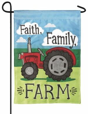 Faith Family Farm Tractor Double Applique Garden Flag