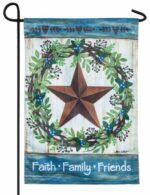 Faith Family Friends Country Star Decorative Strié Fabric Garden Flag