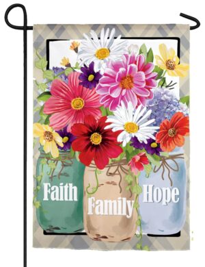 Faith Family Hope Suede Reflections Garden Flag