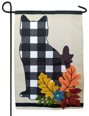 Fall Cat Silhouette Applique Garden Flag