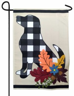 Fall Dog Silhouette Applique Garden Flag