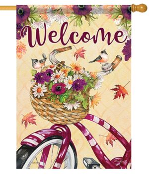 Fall Floral Bicycle House Flag