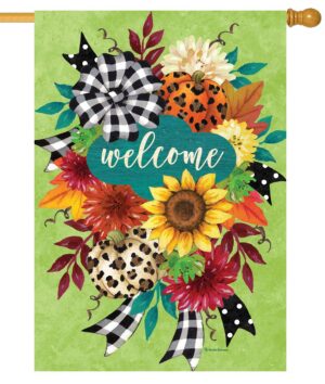 Fall Floral Swag House Flag