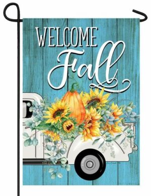 Fall Floral Truck Garden Flag