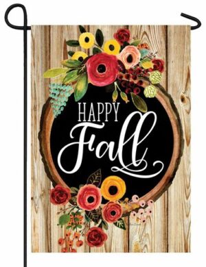 Fall Floral Wreath Garden Flag