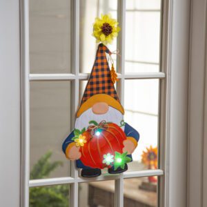 Fall Gnome LED Window Decor Display