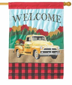 Fall Pickup Truck Double Applique House Flag