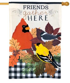 Fall Songbirds Gather Applique House Flag