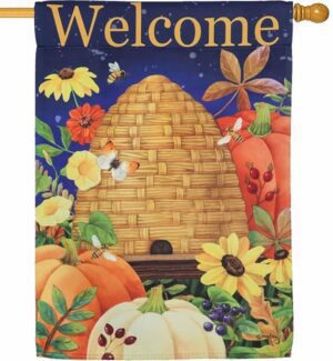 Fall Welcome Beehive Suede Reflections House Flag