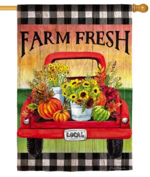 Farm Fresh Flower Truck Suede Reflections House Flag
