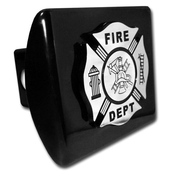 Firefighter Chrome and Black Maltese Cross Hitch Cover