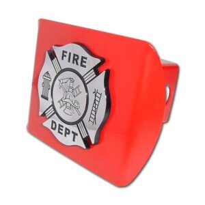 Firefighter Chrome and Black Maltese Cross Red Hitch Cover