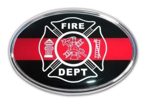 Firefighter Oval Chrome with Color Car Emblem