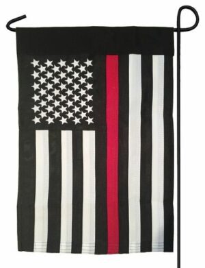 Firefighter Thin Red Line Black and White American 2-Ply Polyester Garden Flag