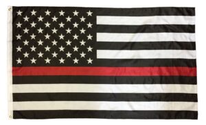 Firefighter Thin Red Line Black and White American Flag 2x3