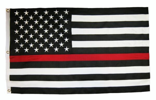 Firefighter Thin Red Line Black and White American Flag 3x5 2-Ply Polyester