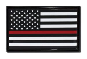 Firefighter Thin Red Line Black and White American Flag Black Car Emblem