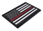 Firefighter Thin Red Line Black and White American Flag Black Car Emblem