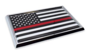 Firefighter Thin Red Line Black and White American Flag Car Emblem