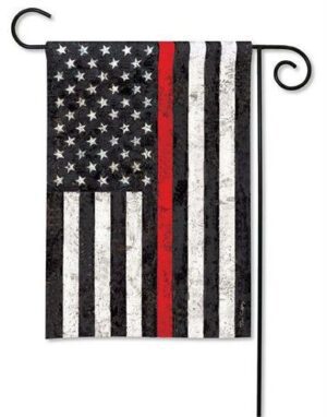 Firefighter Thin Red Line Black and White American Garden Flag