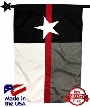 Firefighter Thin Red Line Black and White Texas Sewn Nylon House Flag