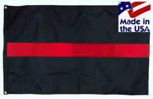 Firefighter Thin Red Line Flag 3x5 Sewn Nylon