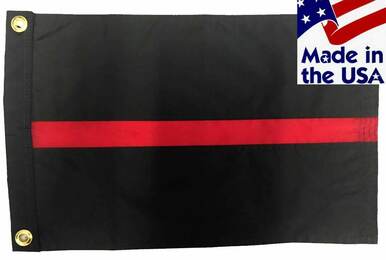 Firefighter Thin Red Line Sewn Nylon 12x18 Boat Flag