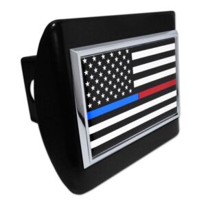First Responder Black and White American Flag Black Metal Hitch Cover