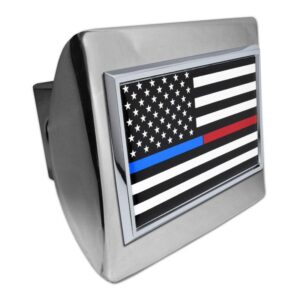 First Responder Black and White American Flag Shiny Chrome Hitch Cover